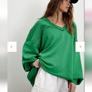 We The Free By Free People Venice V-Neck Oversized Sweatshirt In Jungle Glow
